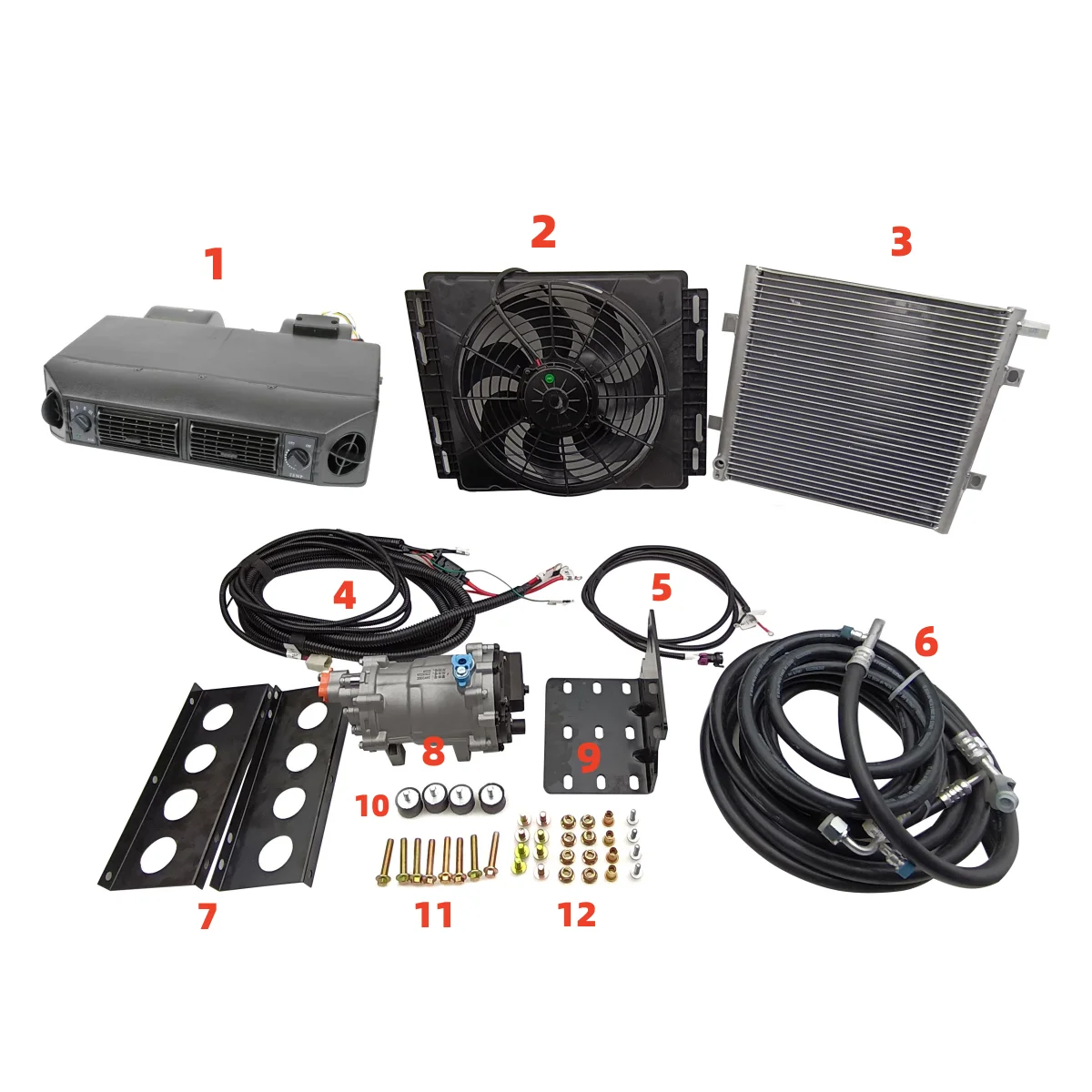 Aspligo 12V 24V Universal Car Air Conditioner Cooling Heating A/C Auto Electric Air Conditioning Compressor Condenser Fan kit