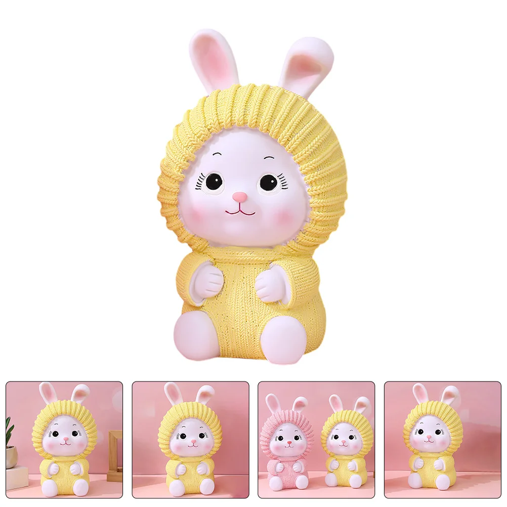 

Creative Bunny Piggy Bank for Money Saving Desktop Jar Decor Kids Girls Vinyl Coin Box Capacity Large Storage Cute Design