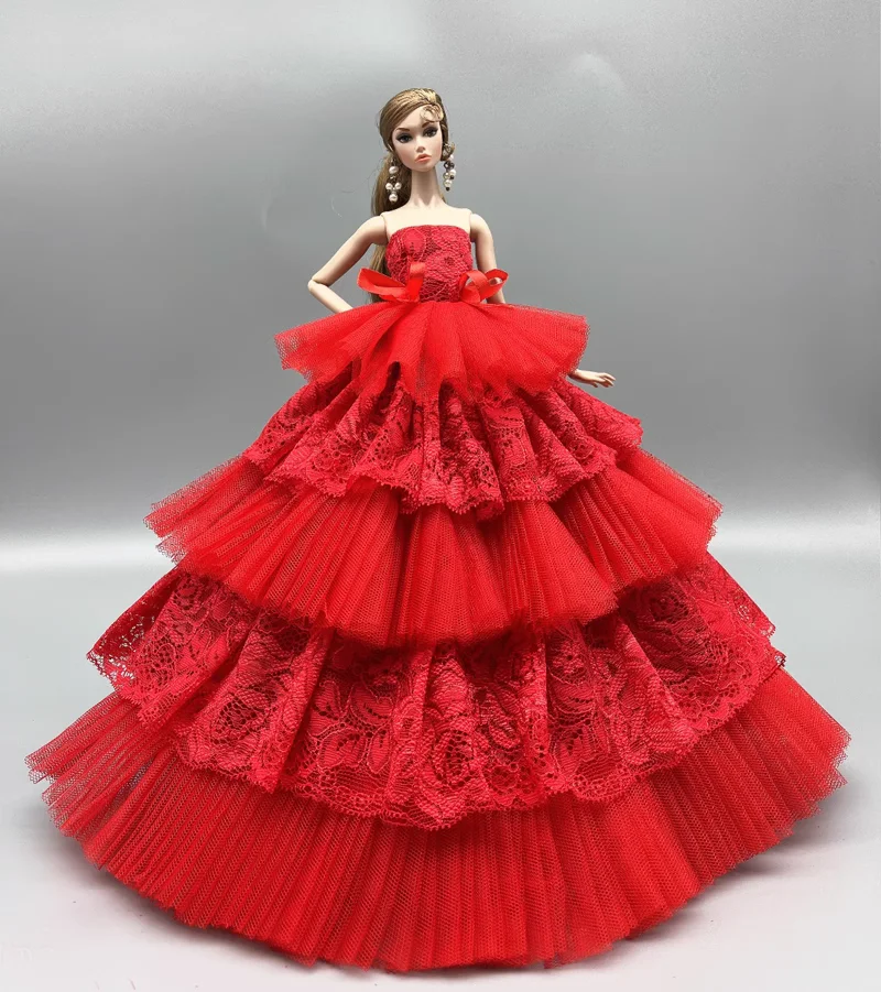 Vestidos de lujo con lentejuelas para muñecas, ropa Formal de tutú para muñecas de princesa de 29CM, vestidos de novia de tul de Color caramelo, 1/6