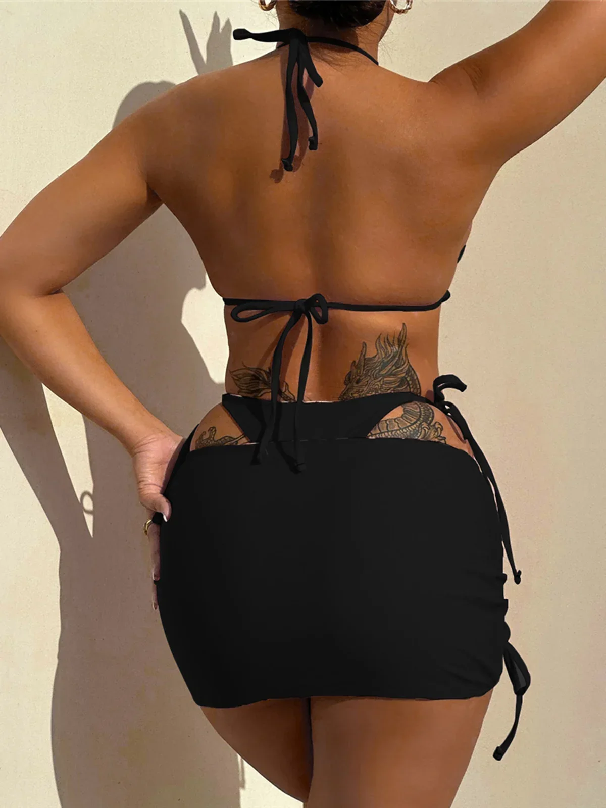 Двустороннее носимое двустороннее бикини, женский купальник, женский купальник, комплект из трех частей, купальный костюм, купальный костюм