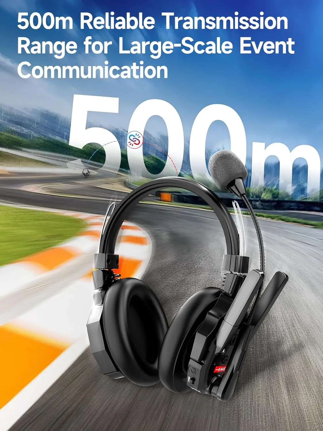

SYNCO XTALK XMAX2 Wireless Intercom Headset System 2 Person Dual Ear Communication Headsets 500m/1640ft with Noise Reduction