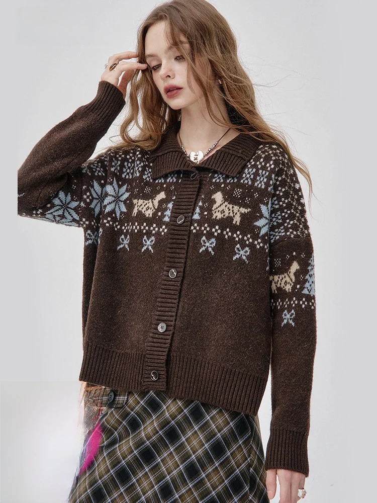 

Nordic Ne Fair Isle Knit Sweater Women's Winter Lazy High-End Feelings Elf Pouch Goodbye Cisas Sle Long Sve