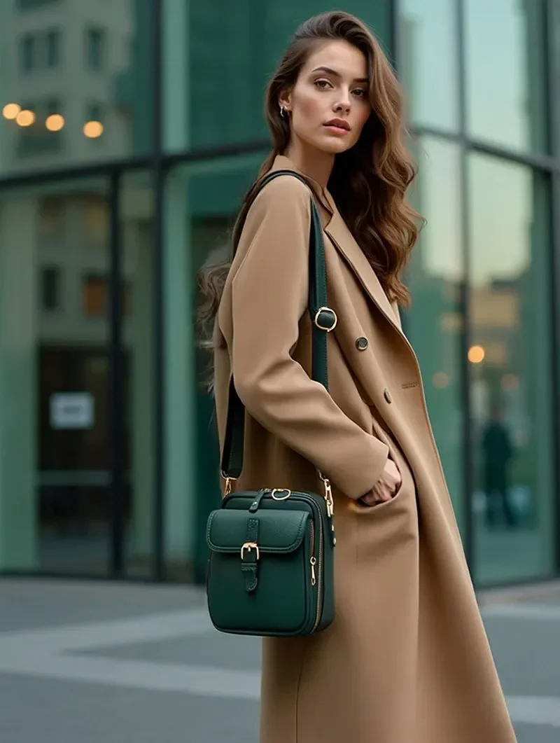 Vintage Schultertasche mit 10 RFID-Fächern, Doppelschichtig, Große Umhängetasche, Tragbare Tägliche Pendler-Tasche, Diebstahlsichere Handtasche für Frauen – Detail 5