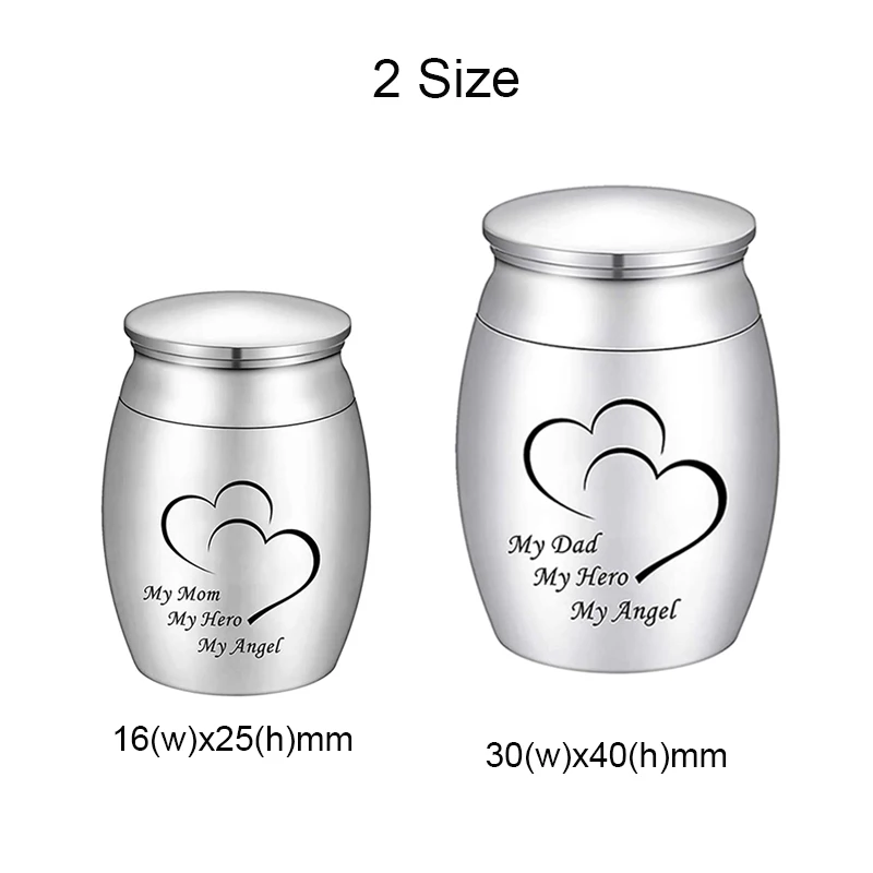 My Dad My Hero My Angel Cremation Keepsake Urns for Human Custom Stainless Steel Ashes Mini Memorial Urn Funeral Urns for Ashes
