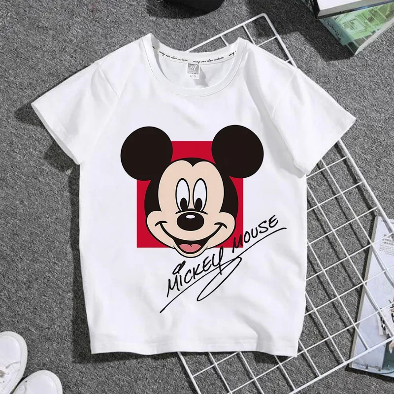 

Cartoon Cute Mickey Summer Children's 100% Cotton T-shirt Y2K Harajuku Casual T-shirt Top Street Fashion Children's Clothing
