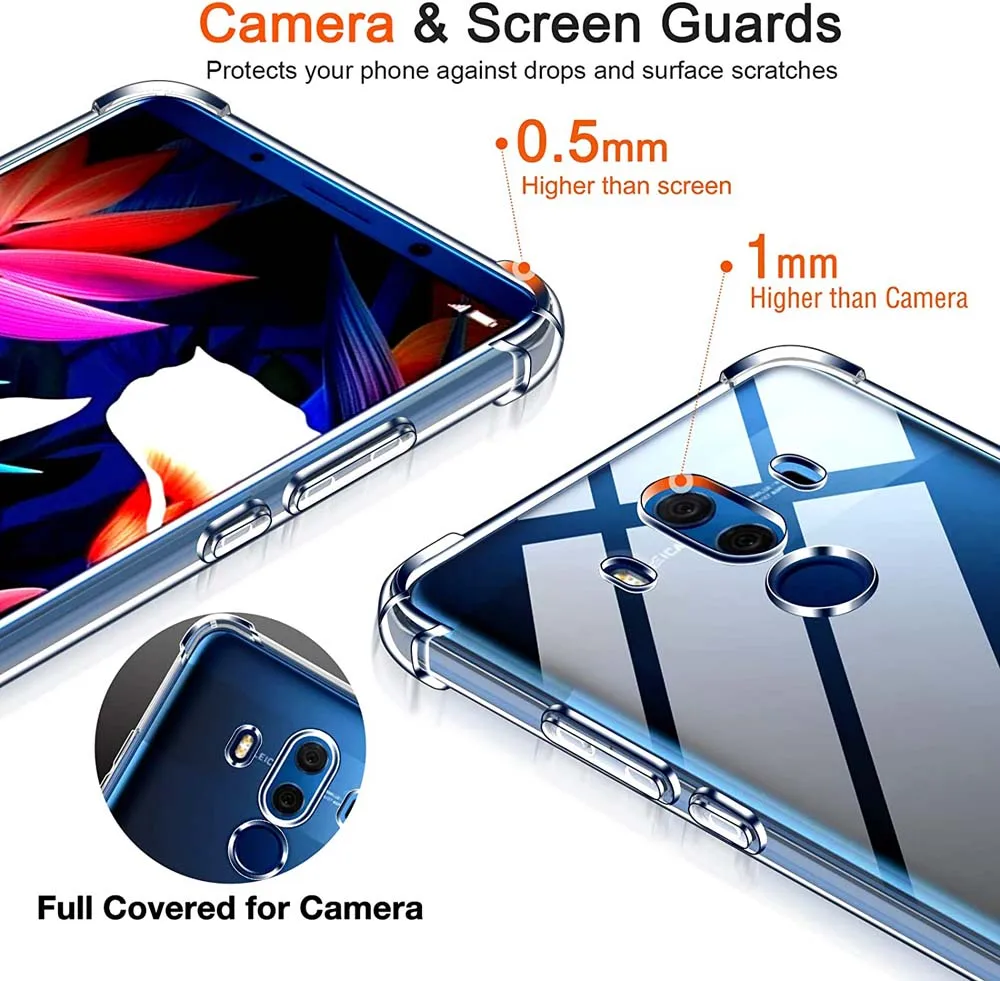 1.5MM Thick Air-Bag Clear Case For Huawei Mate 10 Pro 10 20 30 Lite Mate 40 50 60 Pro Thick Anti-Drop Shockproof Clear Cover