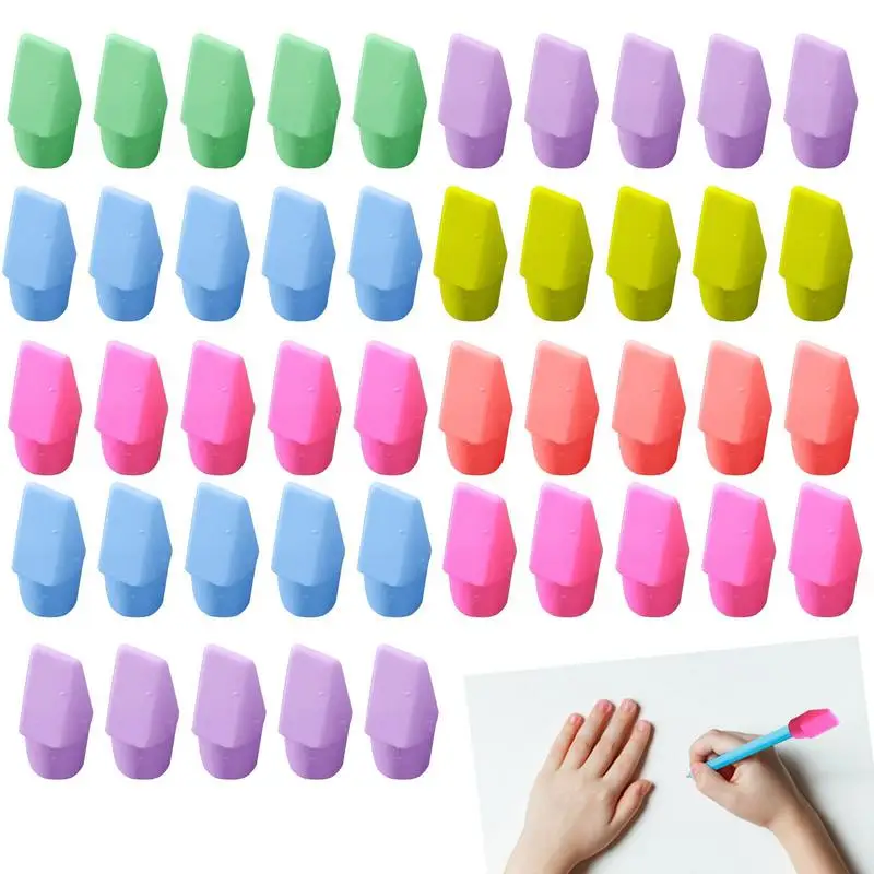 50 шт. цветные ластики, колпачки для ластиков в форме долота, ластик для карандашей, топперы, студенческие корректирующие принадлежности для рисования, канцелярские принадлежности