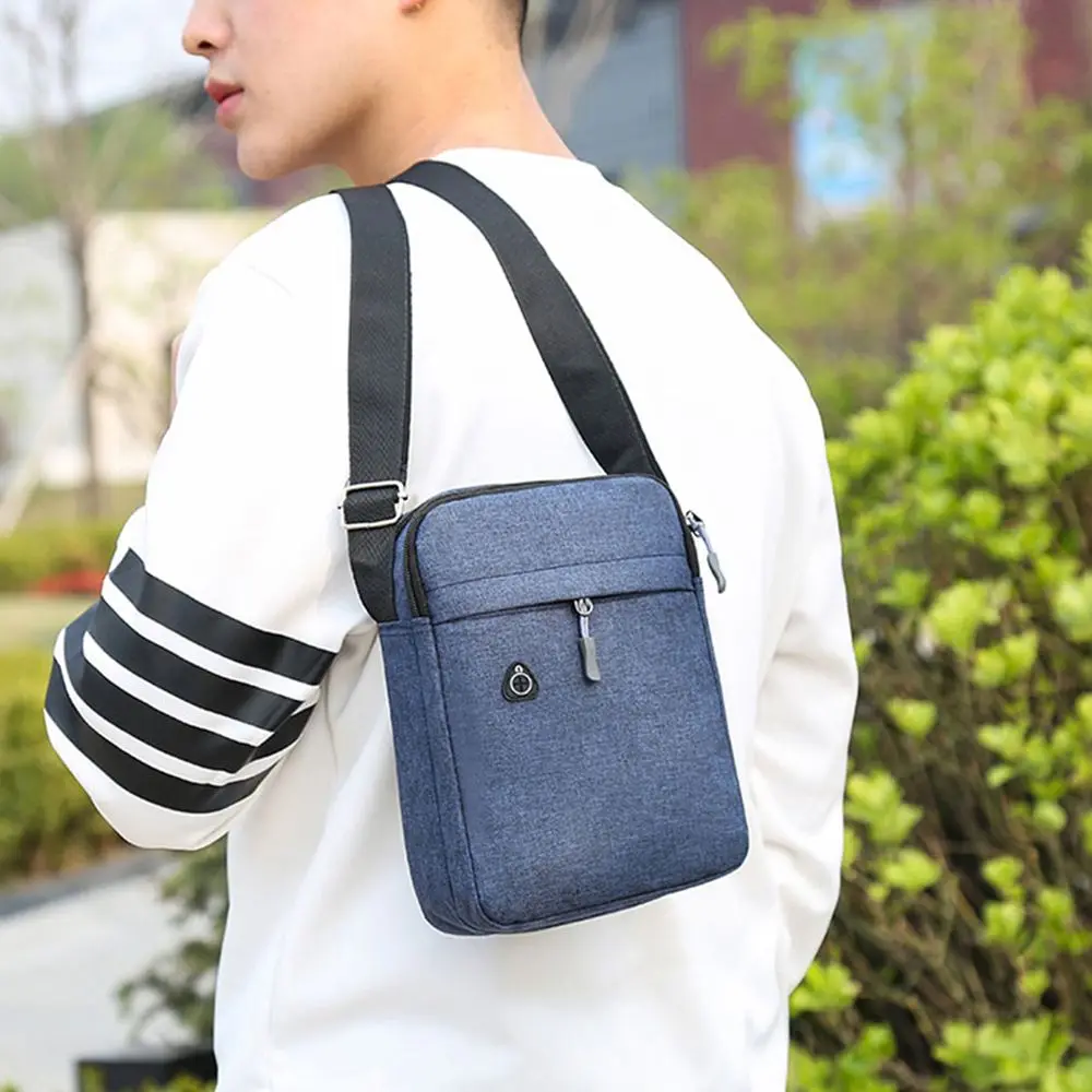 Men Phone Bag Crossbody Bag Fashion Shoulder Bags Mini Male Chest Pack Canvas Travel Clutch Bag Simple Black Packet