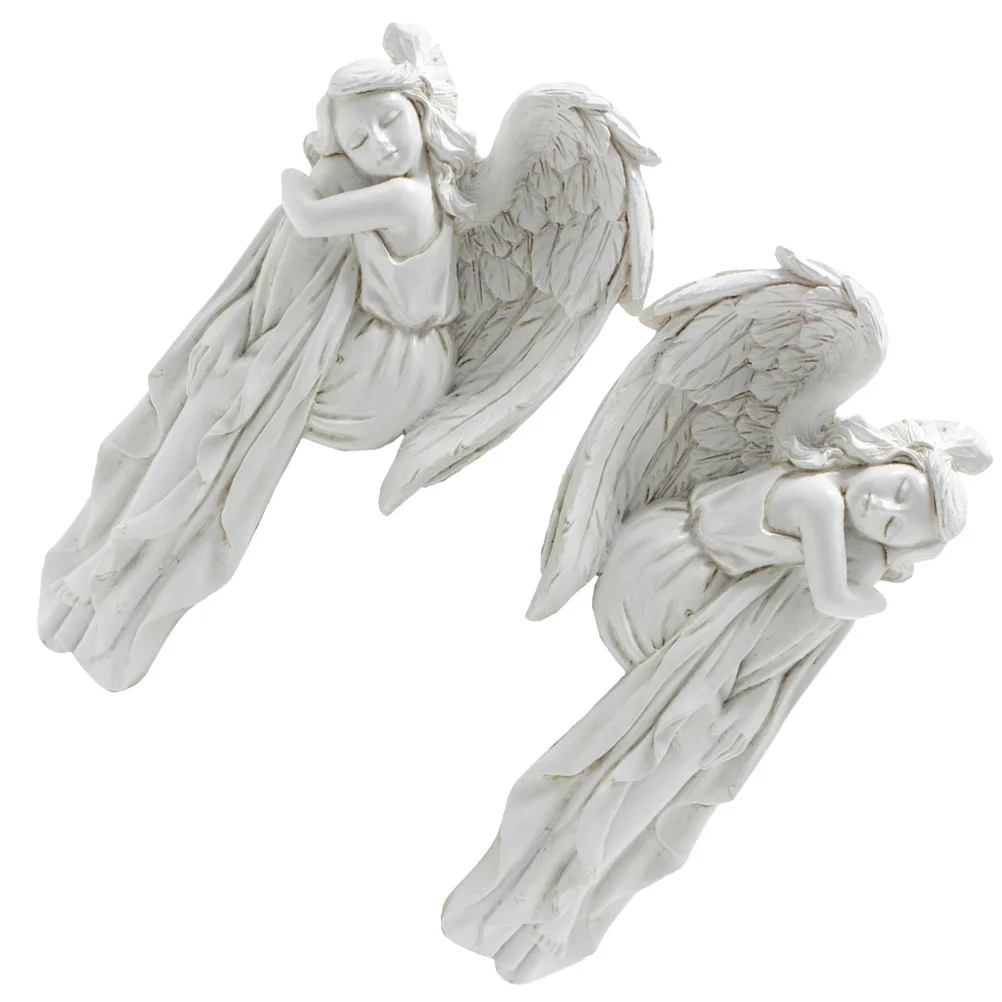 

2Pcs Door Frame Angel Decor Resin Sleeping Gesture Angel Statues Wall Hanging Decorations for Festival Party