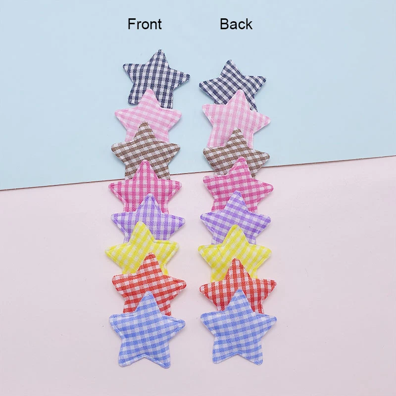 80 Stück 3,5 cm Gitterstoff-Stern-Applikationen mit Polsterung für DIY-Haarspangen, Accessoires, Kleidung, Kopfbedeckungen, Dekorations-Patches – Detail 3