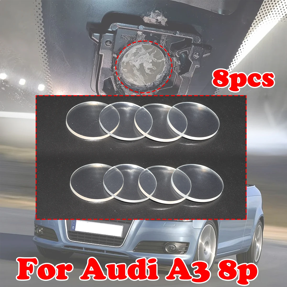 

8X Rain Light Sensor Gel Pad For Audi A3 8p A5 S5 A6 A8 Q3 Q5 Adhesive Film Silicone Cushion Windscreen Chip Multi-Purpose Tape