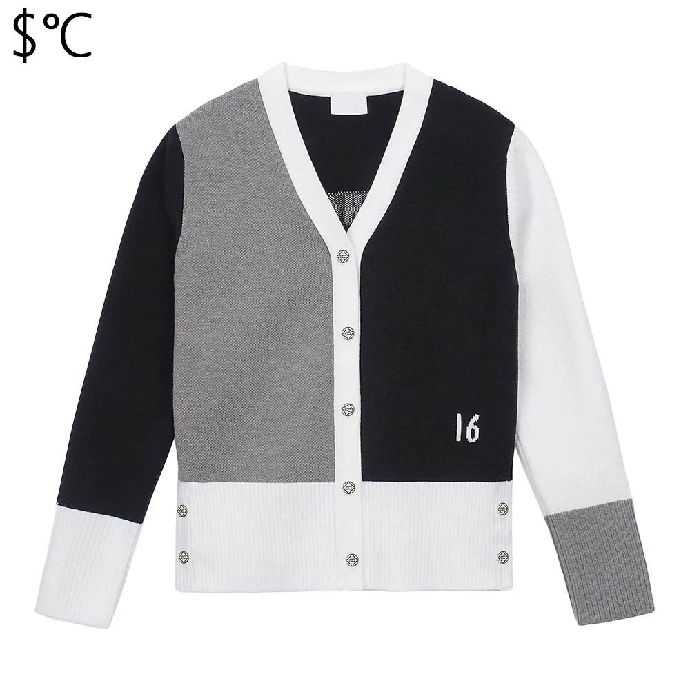 High Elasticity Women's Sports Knitted Cardigan New V-neck Golf Jacket Warm in Autumn Luxurious and Charming