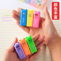4/5/6Pcs Cute Panda Mini Highlighter Soft Tip Pens Color Marker Pen Fluorescent Pen School Office Supplies Student Stationery