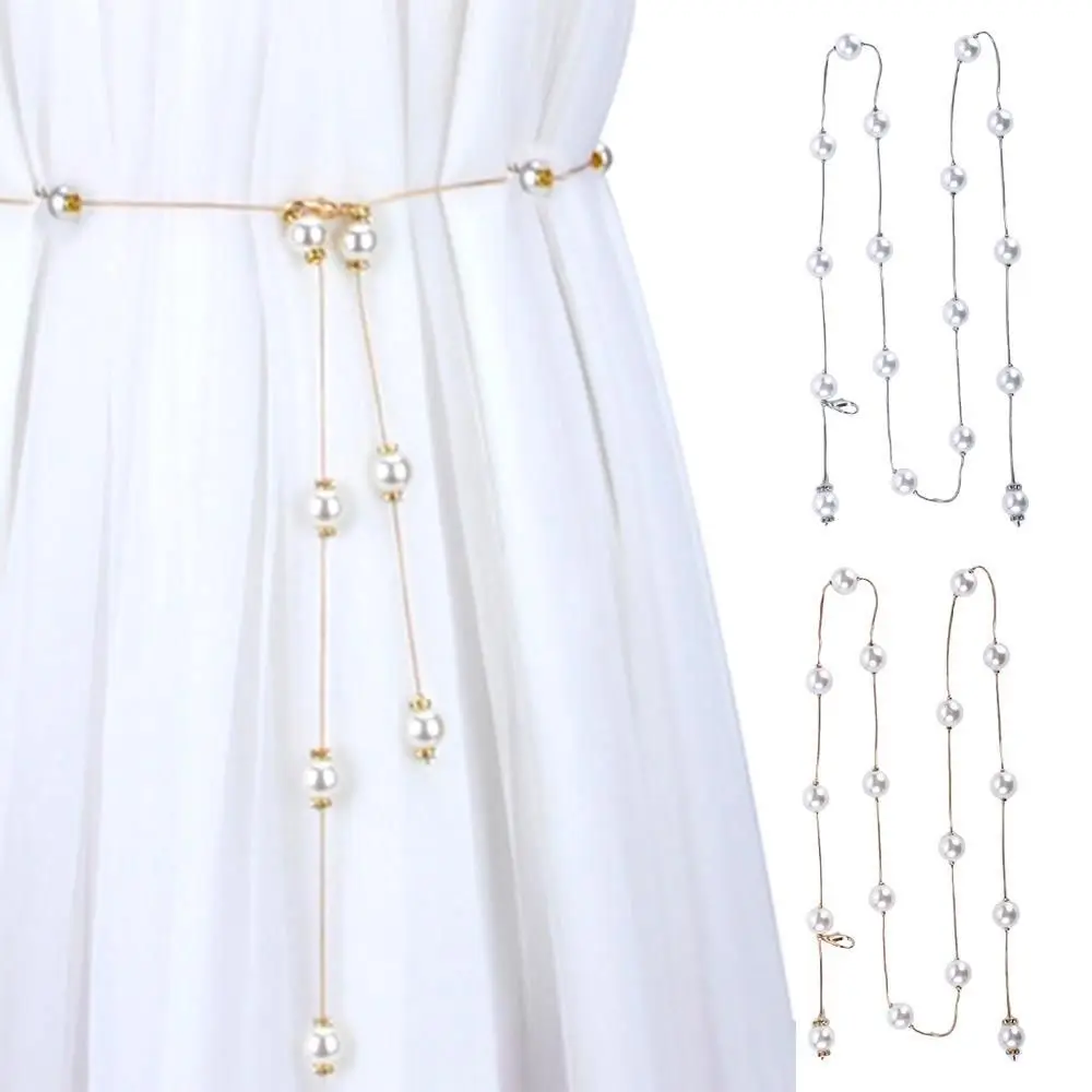 Korean Exquisite Female Acrylic Alloy Waistband Pearl Waist Belt Belt accessories Waist Chain