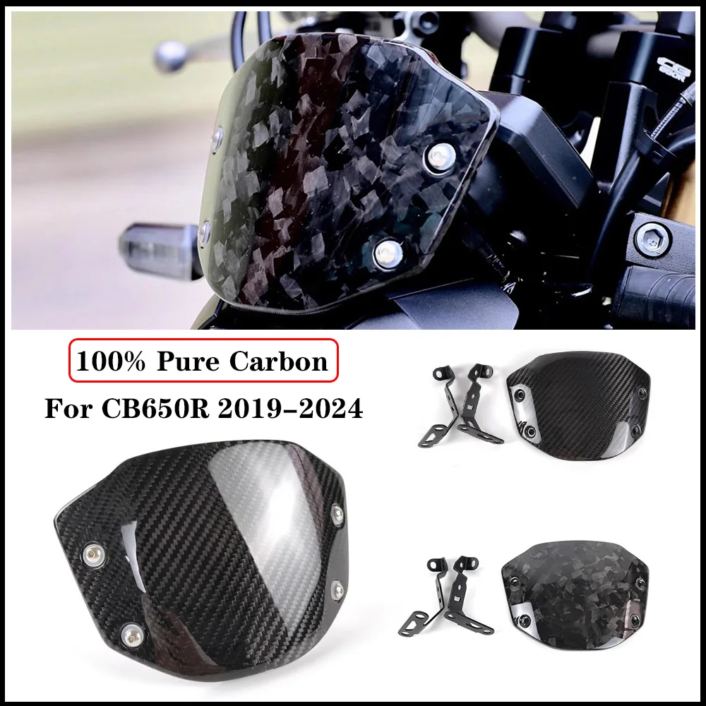 

100% 3K Full Pure Carbon For Honda CB 650R CB650R 2019 2020 2021 2022 2023 carbon fiber windshield Motorcycle Wind Deflector