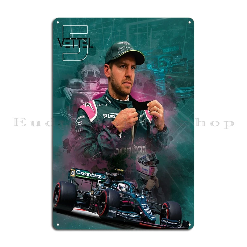 Sebastian Vettel Watercolor vintage retro Graphic Metal Plaque Party Club Vintage Print Wall Mural Tin Sign Poster