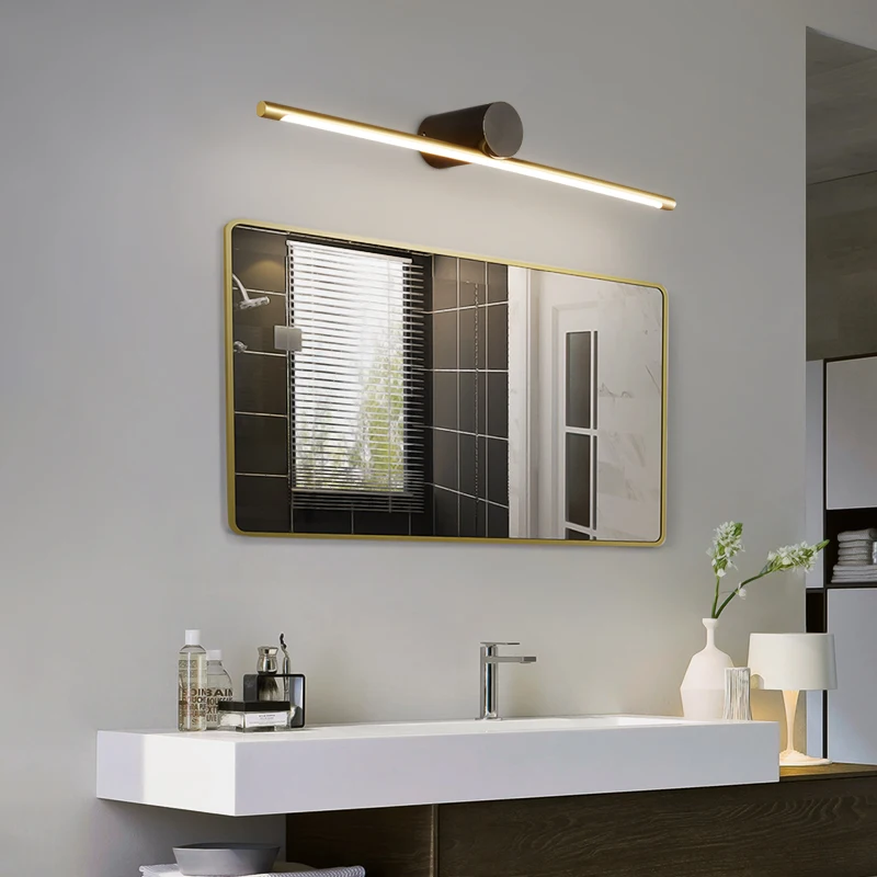 Soura-lámpara Led de pared Simple, accesorio de tocador de latón contemporáneo, luz frontal de espejo, dispositivo de baño de 3 colores, maquillaje de baño