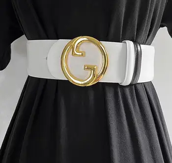 Women's Gold Silver Buckle Genuine Leather Cummerbunds, Female Dress Corsets, Waistband Belts, Wide Decoration, Fashion, TB1263