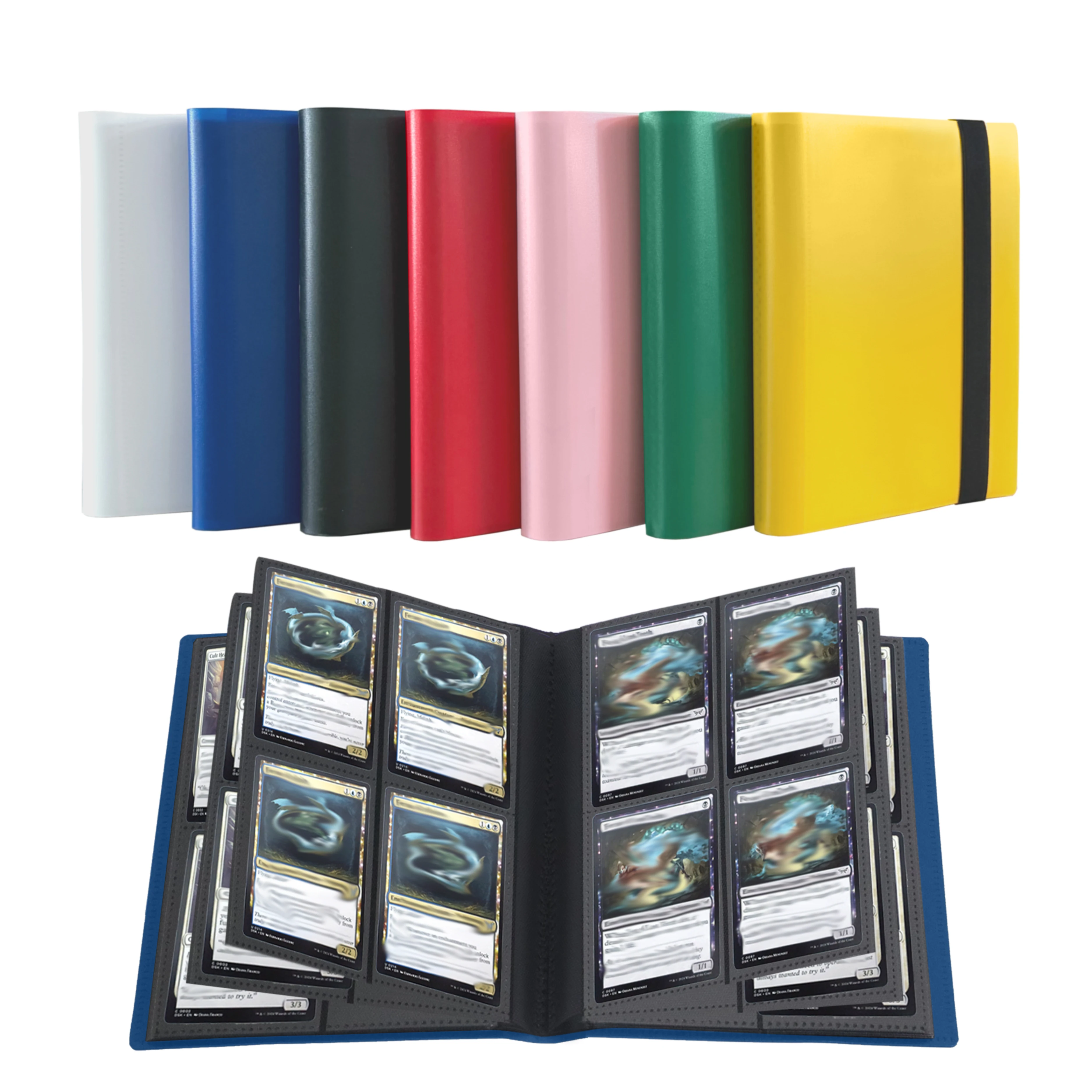 fichario-de-cartas-colecionaveis-com-4-bolsos-capacidade-para-160-cartas-Album-de-cartas-duravel-em-pp-com-elastico-pasta-de-armazenamento-para-esportes-jogos-e-fotos