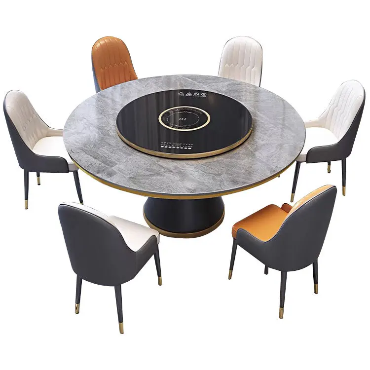 

Dining table, household, marble, round table, turntable, electric, hot pot, induction cooker, heating, insulation
