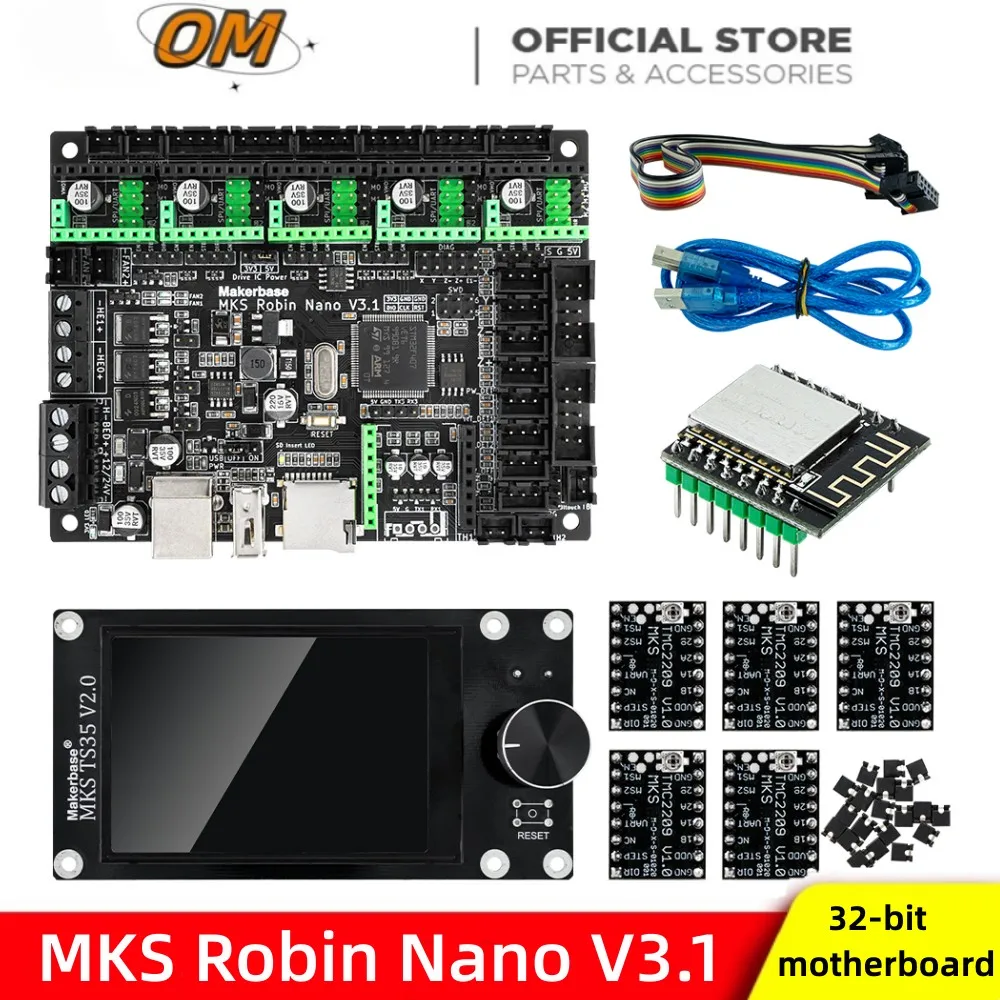 MKS Robin Nano Controlador Motherboard, 3D Imprimir Peças, Touch Screen Display, Módulo WiFi, Dual Z Axis, V3.1, Águia, 32-Bit, TS35, TMC2209