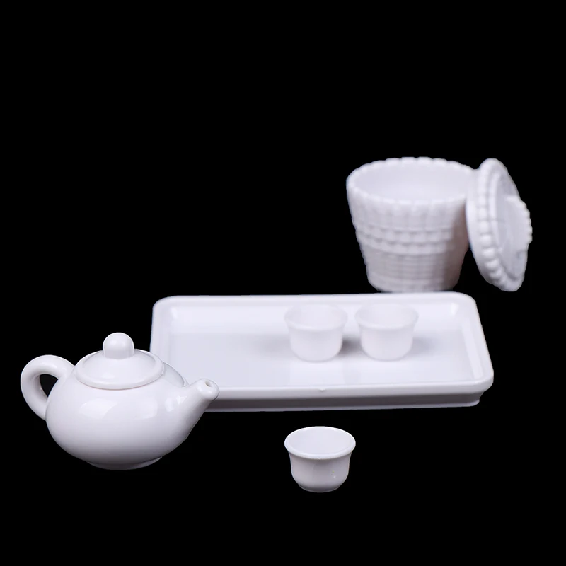 ชุดน้ำชาจิ๋วสำหรับบ้านตุ๊กตา 6 ชิ้น/ชุด ขนาด 1:12 ชุดน้ำชาตุ๊กตา กาน้ำชา ถ้วยน้ำชา ของเล่นจำลองครัว เฟอร์นิเจอร์จิ๋วสำหรับบ้านตุ๊กตา