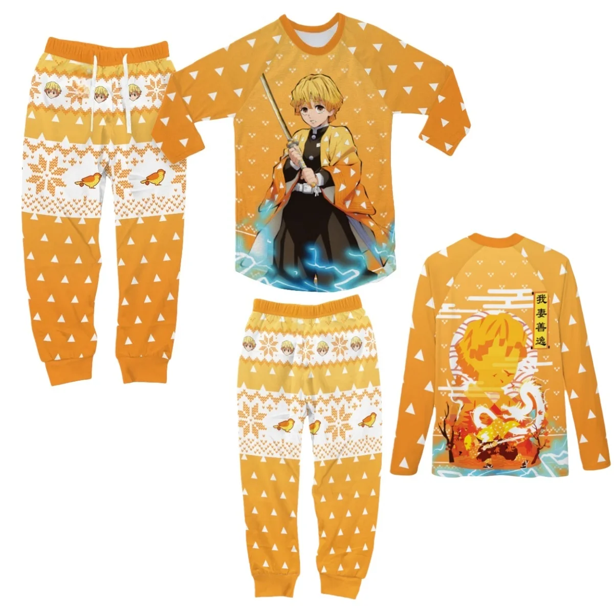 

Autumn and Winter Anime Bandai Demon Slayer Cosplay Two-piece Christmas Series Full Size Men's and Women's Round Neck Hoodie Set