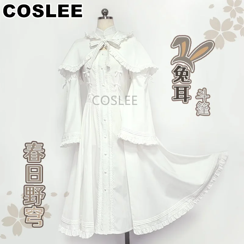 

COSLEE Yosuga No Sora Kasugano Sora White Lolita Dress Rabbit Ear Cloak Cosplay Costume Halloween Party Outfit Women XS-XL New