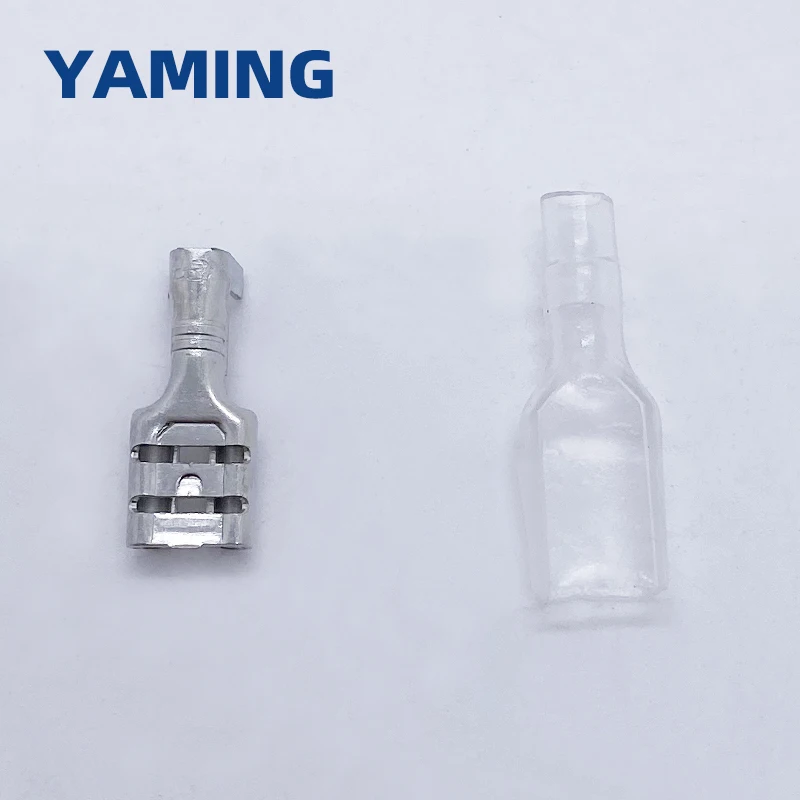 50set/bag 6.3mm Crimp Terminal Connector Splice Cold Terminal With Transparent Sheath For Relay And PCB Inserting