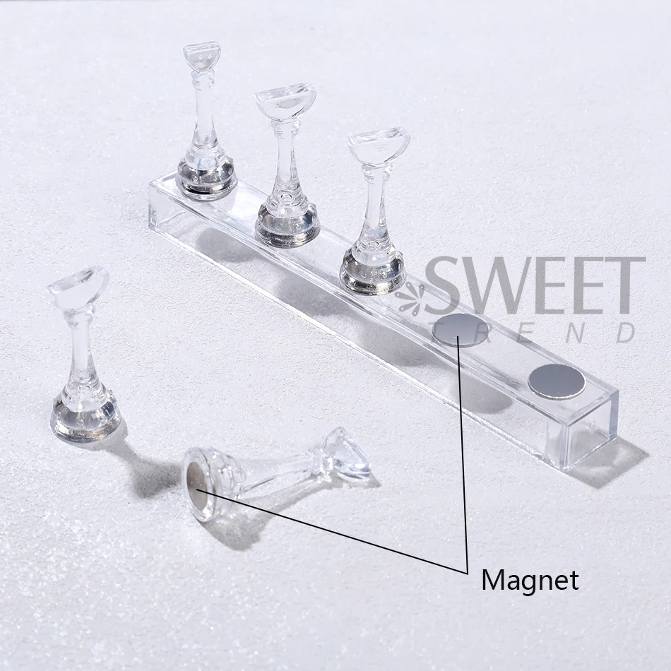 1 Set Chess Magnetic Fake Nail Holder Gel Polish Practice Display Stand Acrylic Showing Shelf For Nail Art Salon Practice Tools