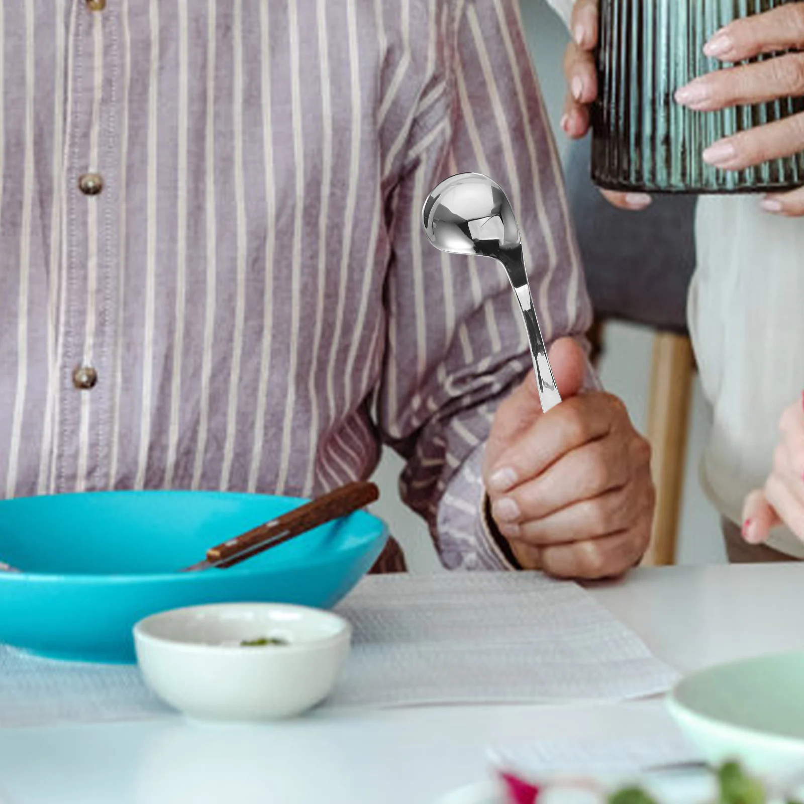 

Self Feeding Spoon for Disabled Adults and Elderly with Deep Bowl Curved Handle Design Reduces Spills Promotes Independence in