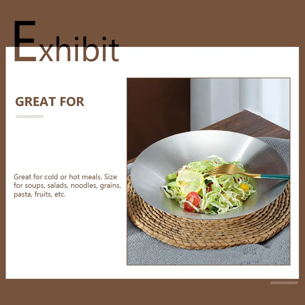 

Stainless Steel Korean Style Pasta Dish Double Layers Dinner Plate For Home Banquet Restaurant Soup Salad Noodles Container