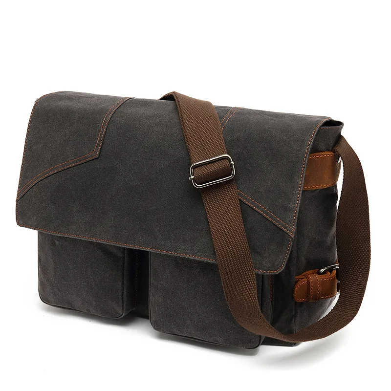 Scione-bandolera de lona Vintage para hombre, bolso de hombro de cuero lateral, maletín para marido, bolso de viaje para ordenador portátil y