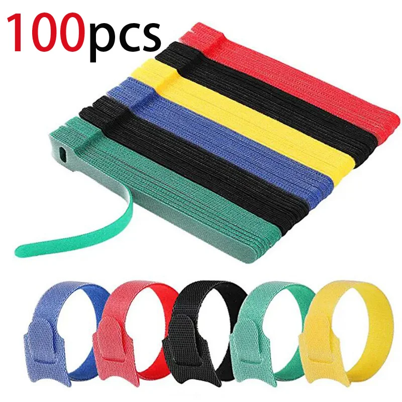 50/100 szt. Odpinane opaski kablowe kolorowe tworzywa sztuczne opaski kablowe wielokrotnego użytku nylonowa pętla Wrap Zip Ttype opaska kablowa opaska druciana