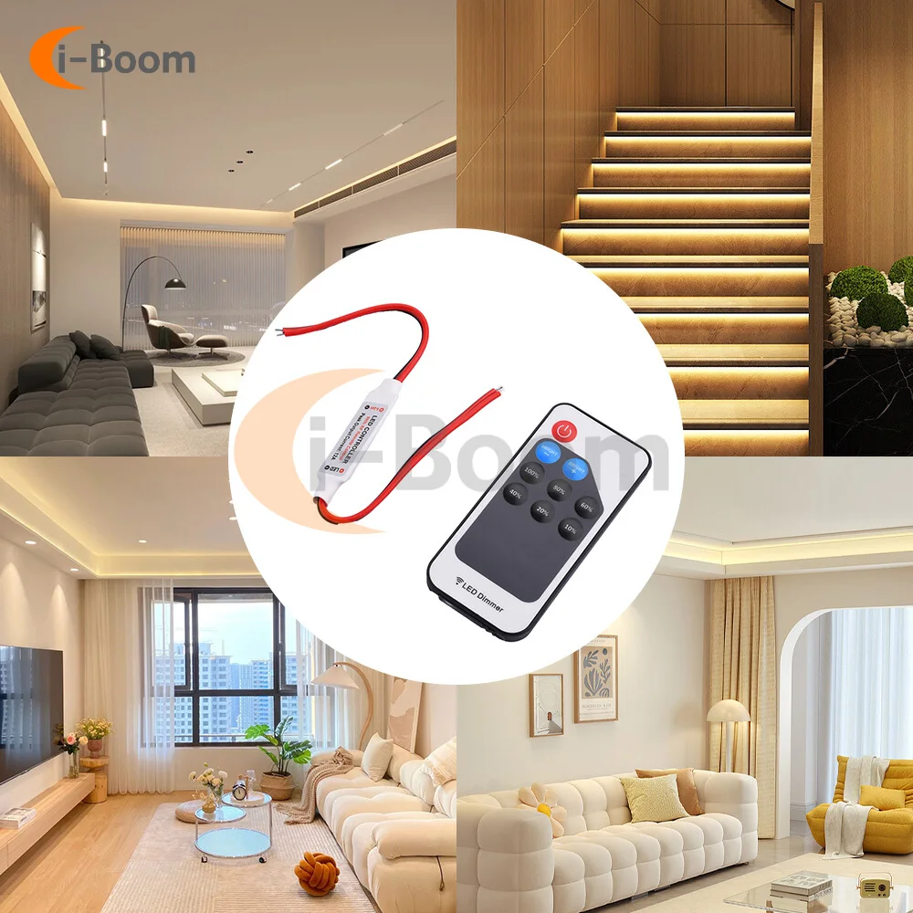 DC5V-24V LED Light Dimmer Wireless LED Light Dimming Remote Control with RF Signal Transmitter Light Brightness Adjustment