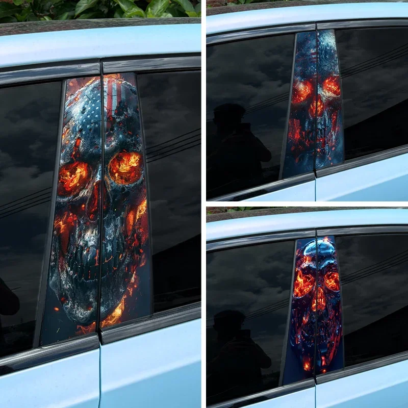 

1PC Flag Skull Car Stickers Auto B Pillar Waterproof Decoration Cover Scratches DIY Car Doors Pillar Sunscreen Vinyl Decals