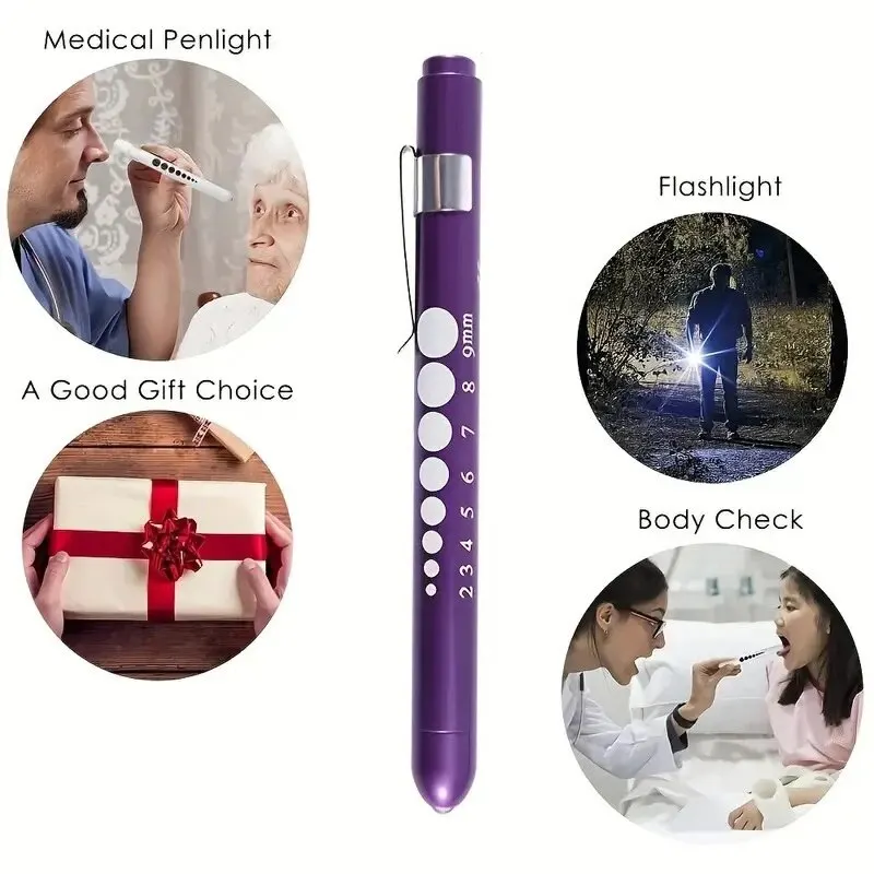 1pc Purple Aluminum Alloy Pen Light LED Flashlight White Light(Without Battery)