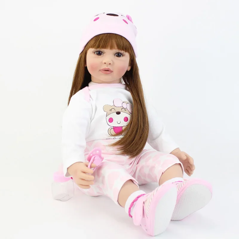 

60cm Lovely Girl Reborn Dolls Silicone Baby Doll Realistic Same As Picture Toy Baby Playmate Lifelike Kids Birthday Present