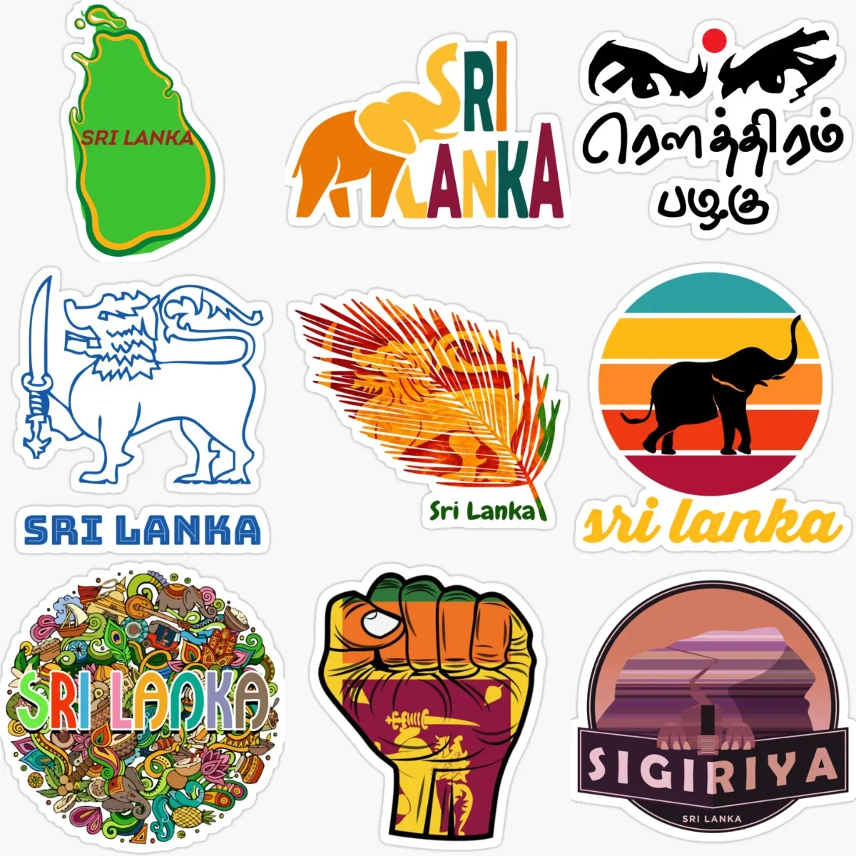 

Sri Lanka Flag Map Elephant Creative Waterproof Car Stickers for Car Bicycle Van Window Wall Table Decoration Accessories