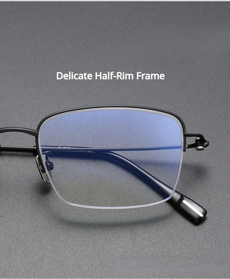 New Half-Rim Eyeglasses Frame Business Style Minimalistic Support Myopia lens Fashion Titanium Square Glasses Frames