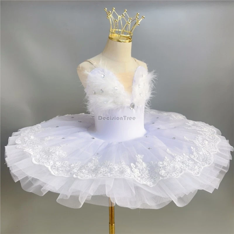 creative children's white ballet dance dress kids' summer sleeveless lace dance skirt girls' festival stage performance costume