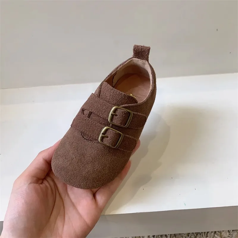 Korean Solid Suede Children\'s Shoes for Boys Girls Spring Autumn Toddler Moccasins Baby Shoes Leather Kids Flats Birken stock