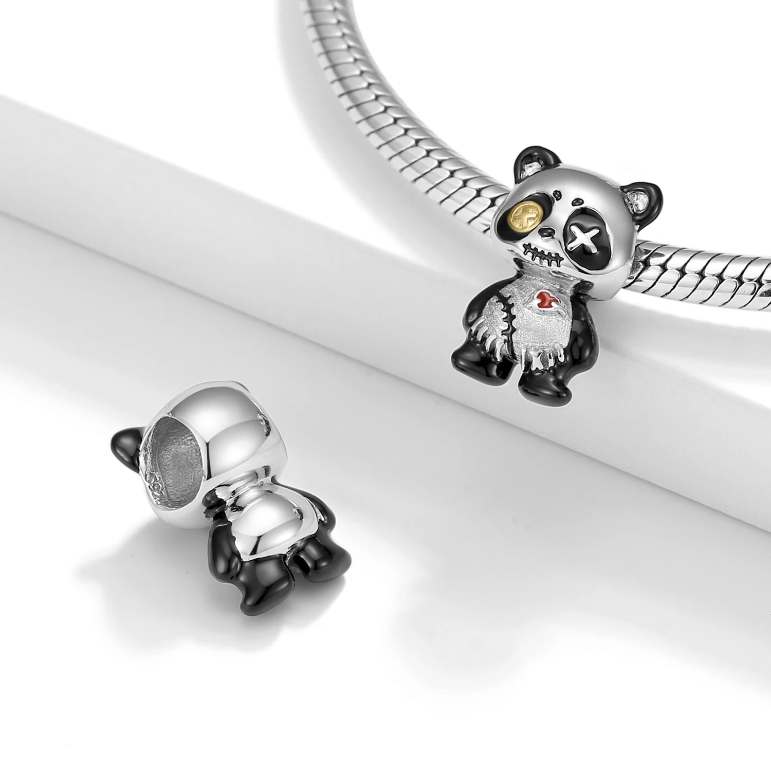 925 Sterling Silver Violent Doll Panda Black Repair Love Bead Charms for Diy Bracelet Beads Pendant Birthday Jewelry Gifts