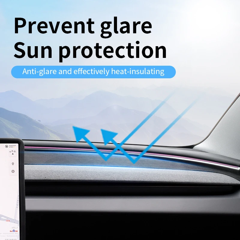 Suede Car Dashboard Sunshade Mat Is Specially Customized ForTesla Updated Model 3 And Can Block Direct Sunlight On The Dashboard