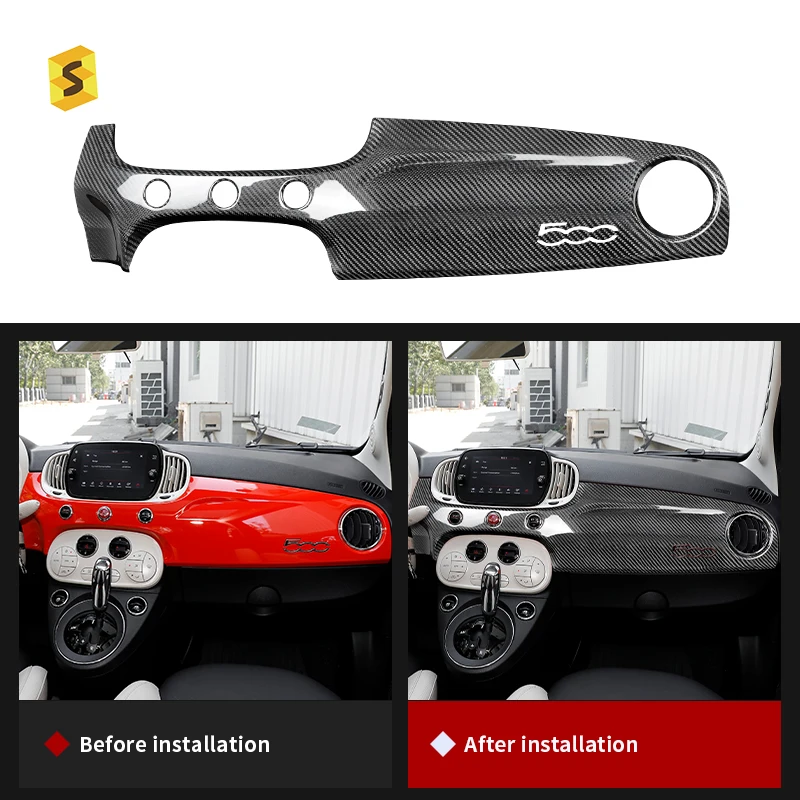 Shasha Dry Carbon Fiber Dashboard Interior Parts Interior Accessories For 2016-2023 Fiat 500