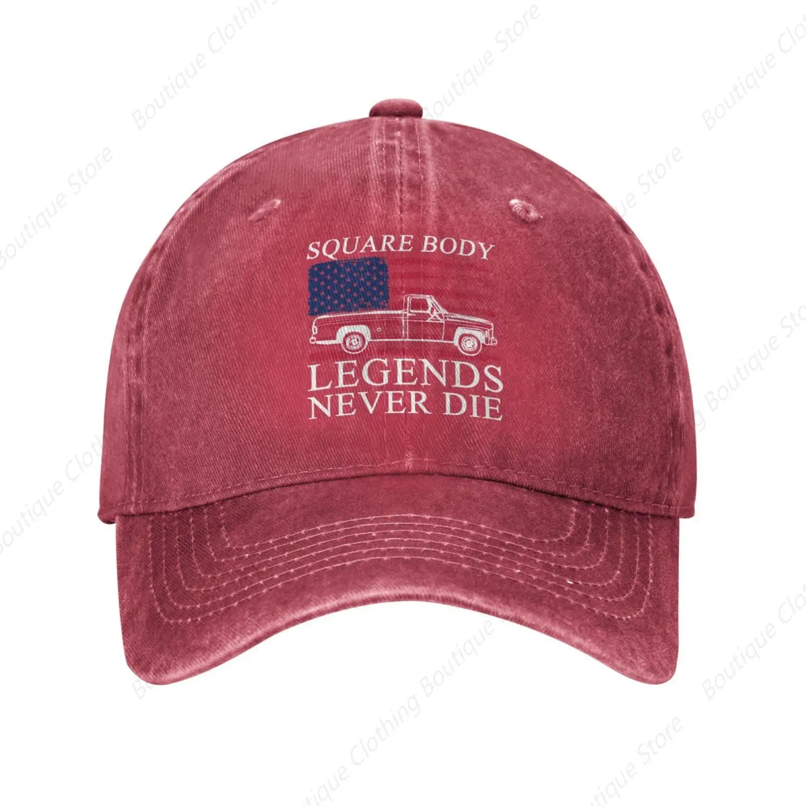 

Artwork for A Trucks Driver Mens Baseball Hats Square Body Legends Never Dies Gym Caps for Mens Breathable Cool Caps Red