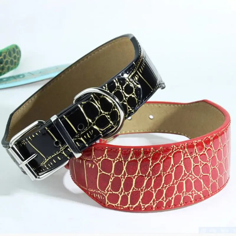 1pc Durable Dog Collar Leather Dogs Collars Crocodile Pattern Pet Pitbull Necklace Adjustable for Medium Large Dogs Pet Products