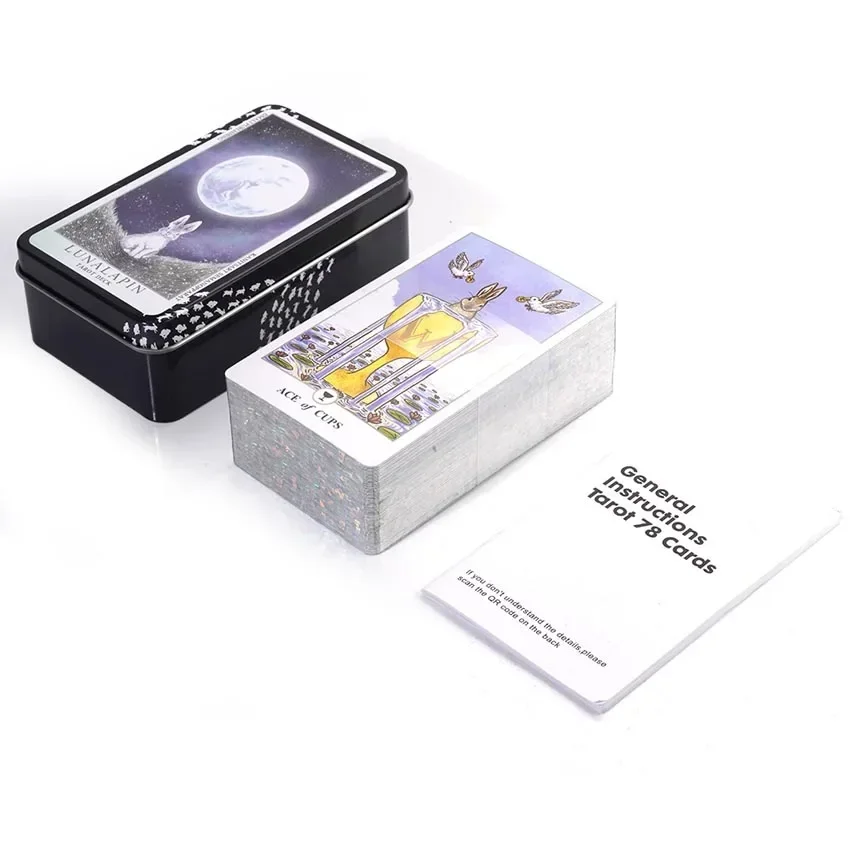 Lunalapin Rabbit Tarot Iron Box Card Game 10.3x6 cm 78pcs