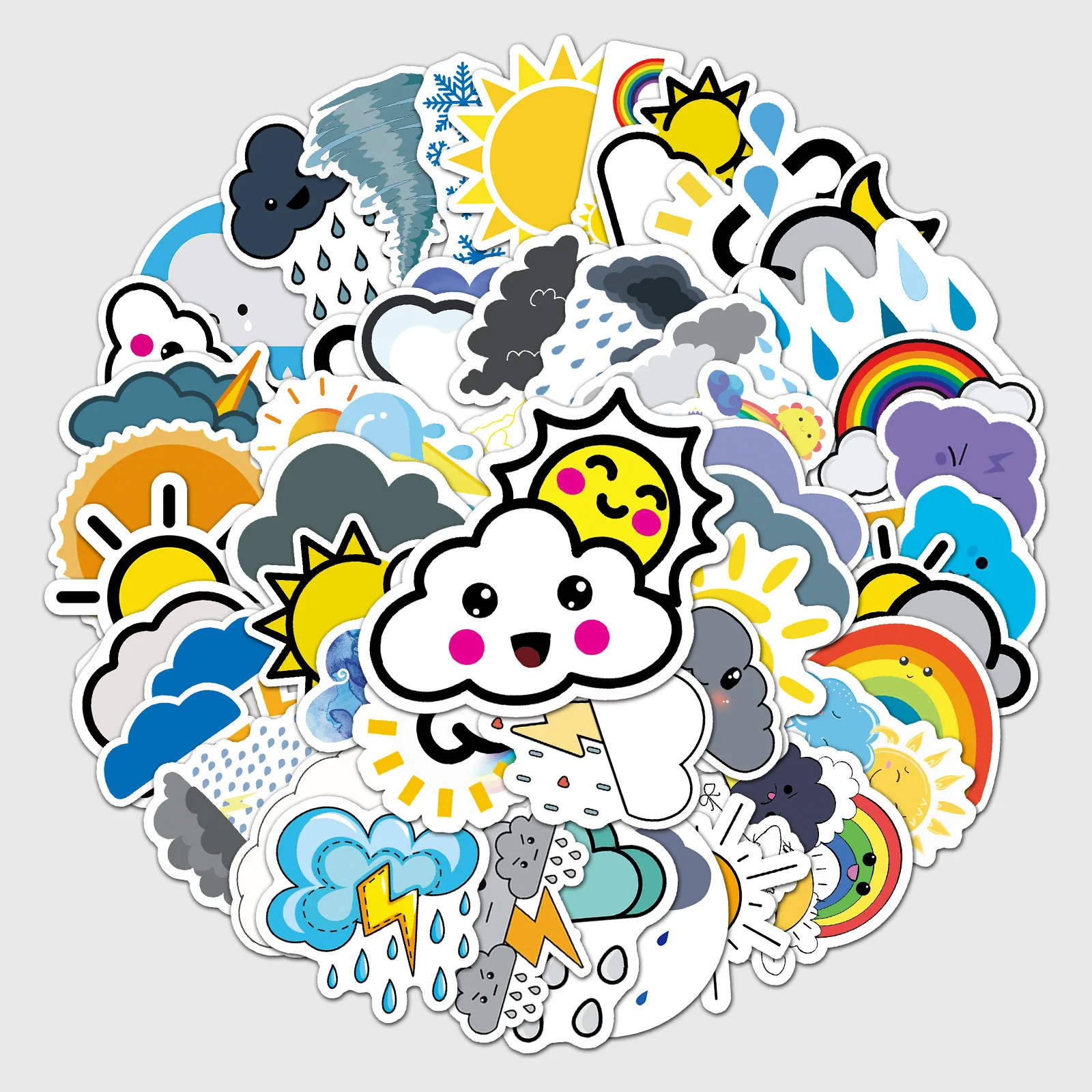

50pcs cartoon weather stickers personalized children cute stickers DIY skateboard luggage stickers planner stickers