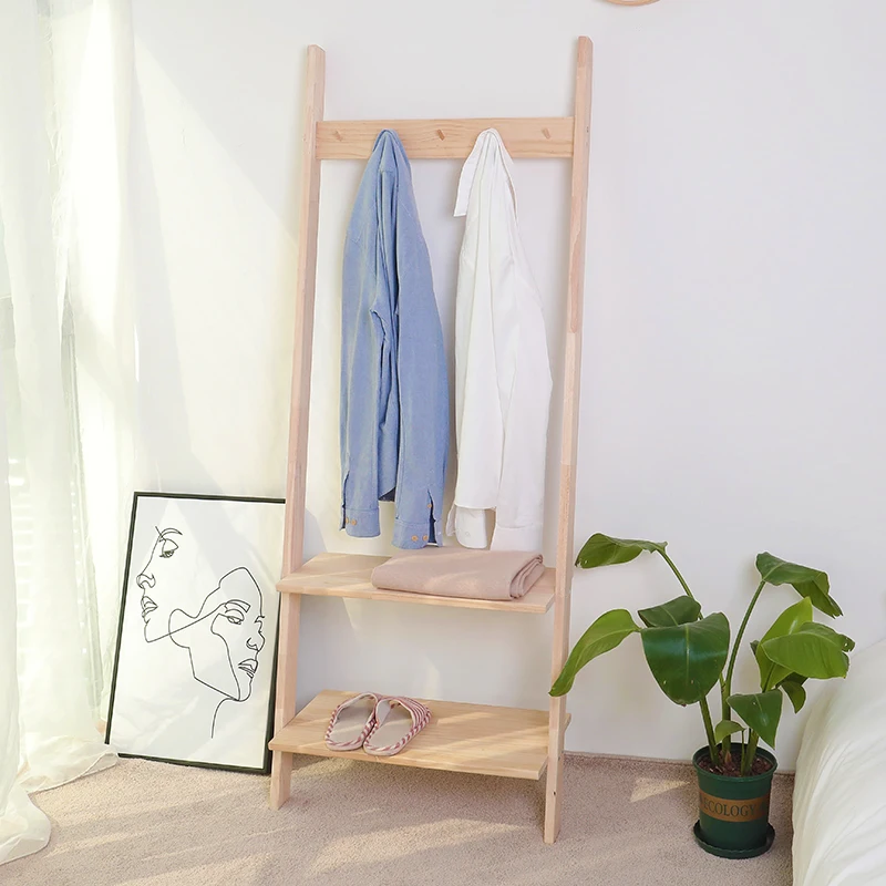 Nordic minimalist floor to ceiling coat rack trapezoidal wall facing bedroom entrance shoe and clothing rack homestay hotel soli